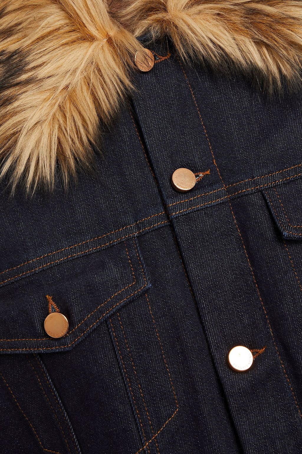REDVALENTINO Faux fur-trimmed denim jacket