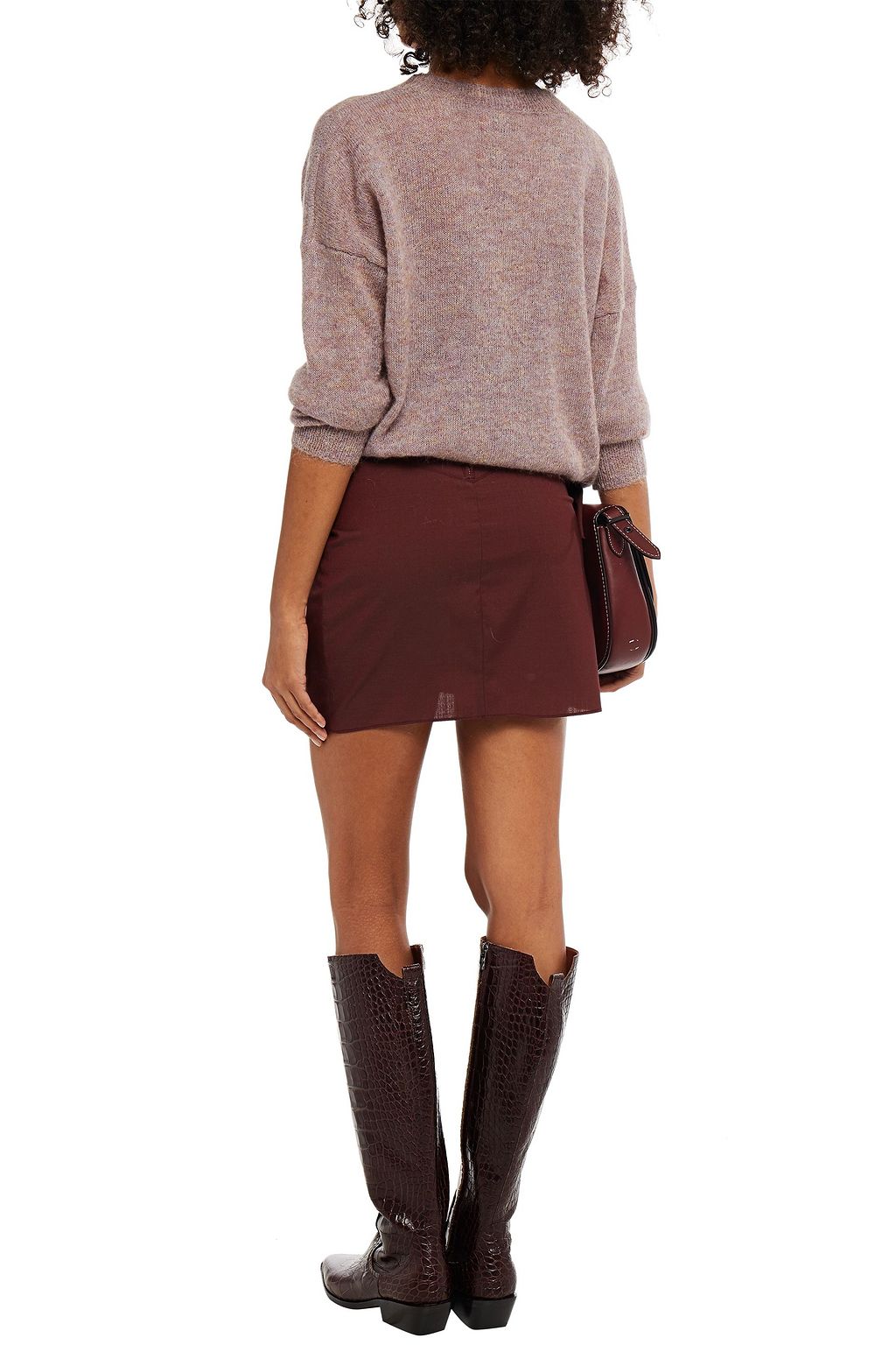 MARANT ÉTOILE Ruffled Prince of Wales checked wool mini skirt
