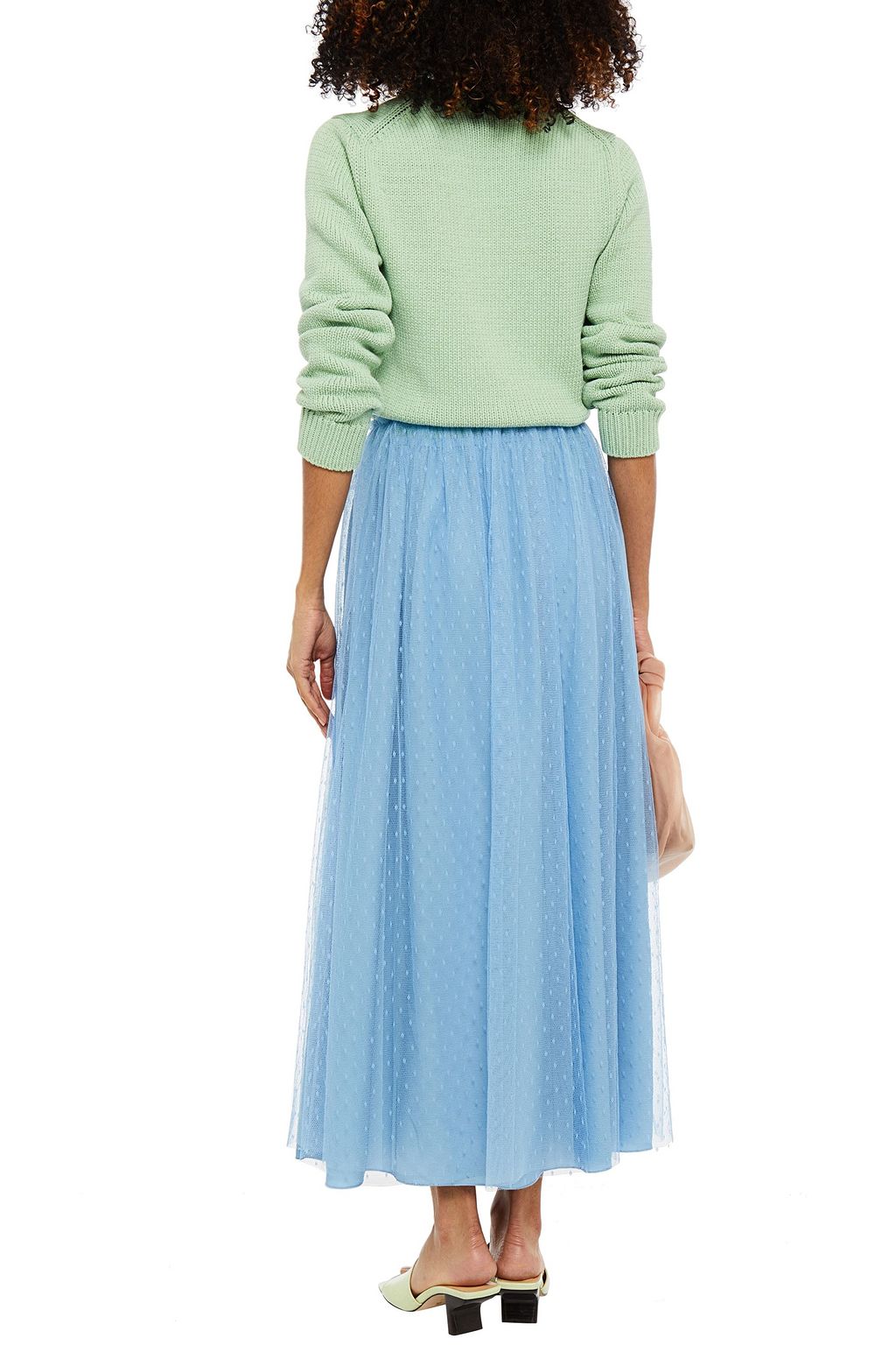REDVALENTINO Gathered point d'esprit midi skirt