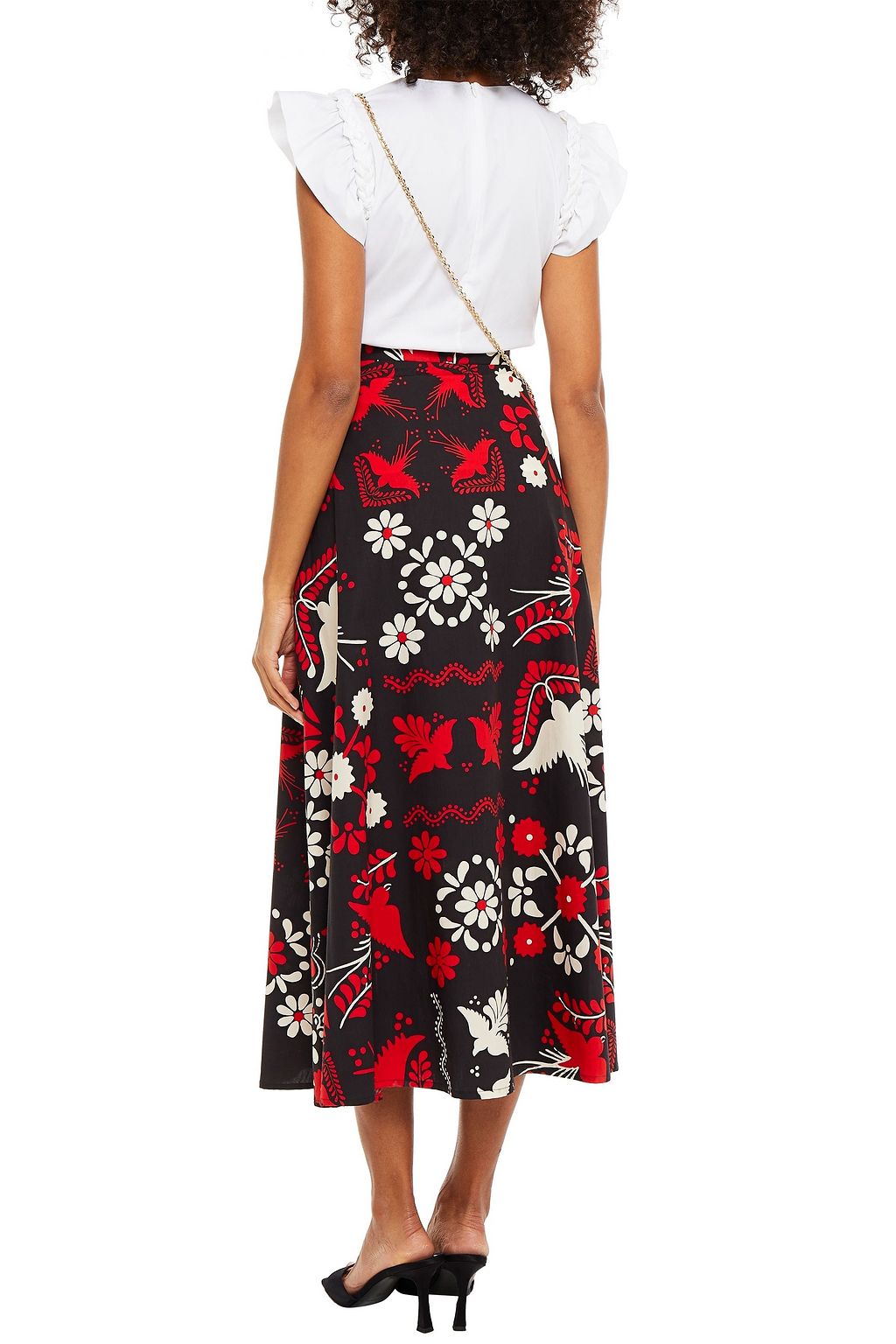 REDVALENTINO Ruffled cotton-blend top