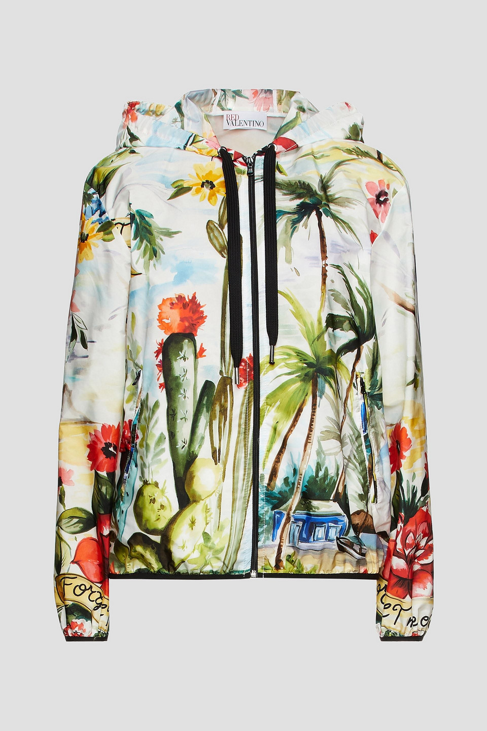 Redvalentino Woman Printed Shell Hooded Jacket White Size 44