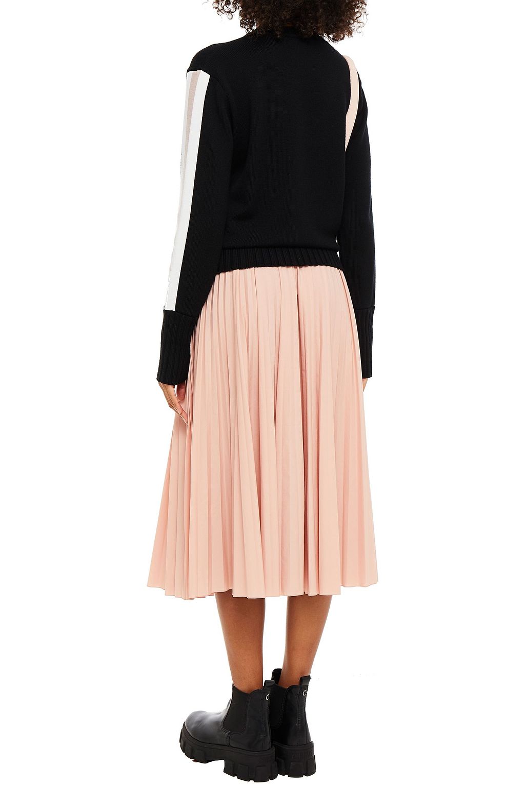 REDVALENTINO تنورة متوسطة الطول من البوبلين المصنوع من مزيج من القطن مزينة بكسرات