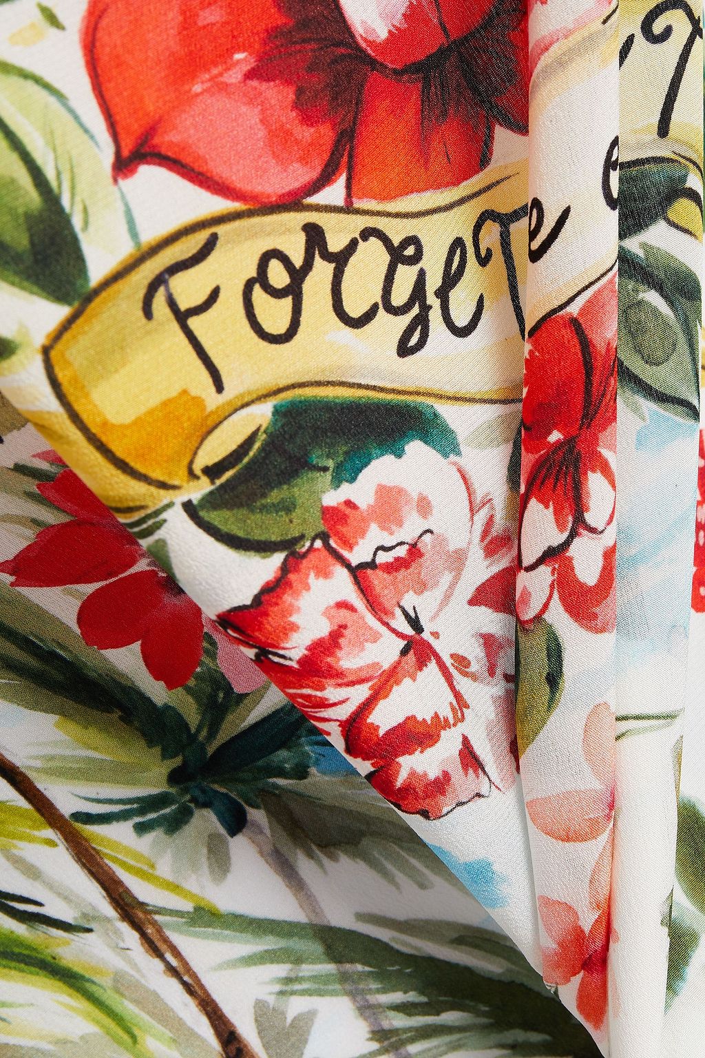 REDVALENTINO Lace-up printed silk crepe de chine top