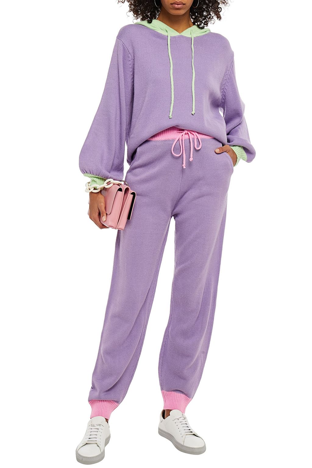 OLIVIA RUBIN Two-tone knitted track pants