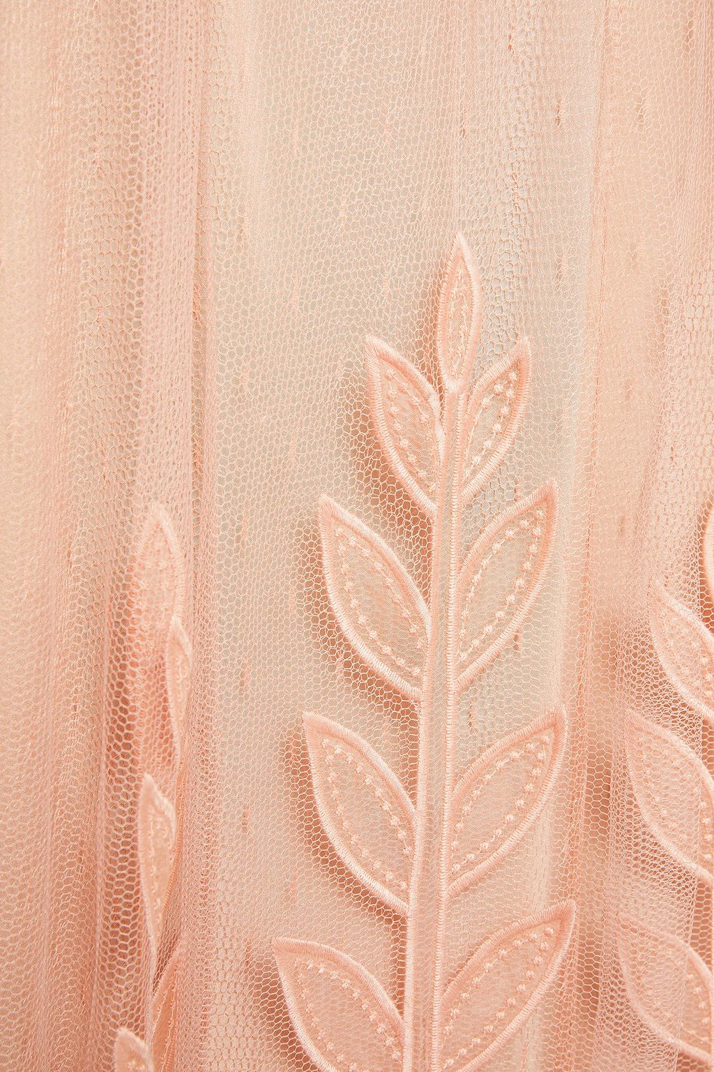 REDVALENTINO Ruffle-trimmed embroidered silk point d'esprit midi dress