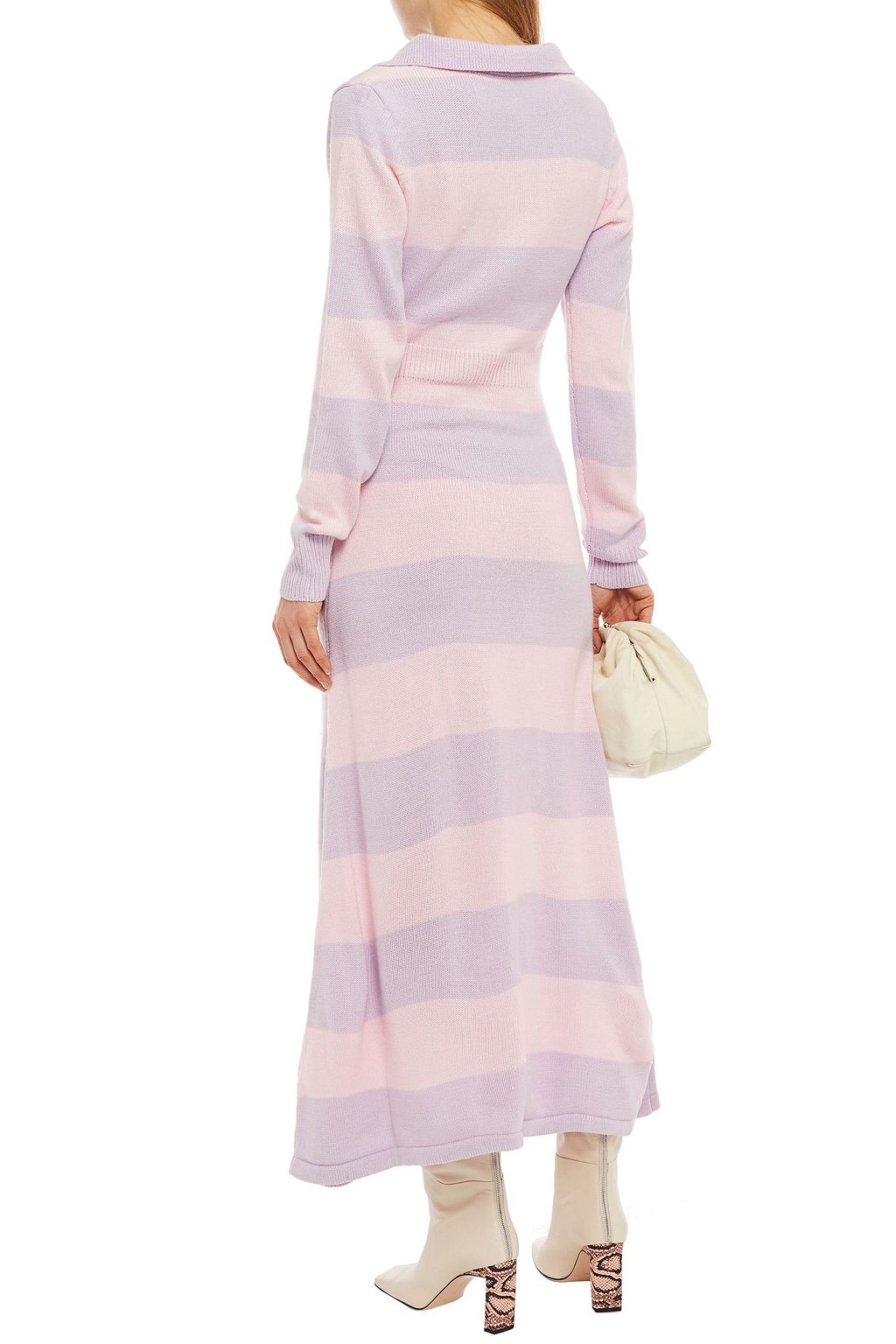 OLIVIA RUBIN Striped knitted midi dress
