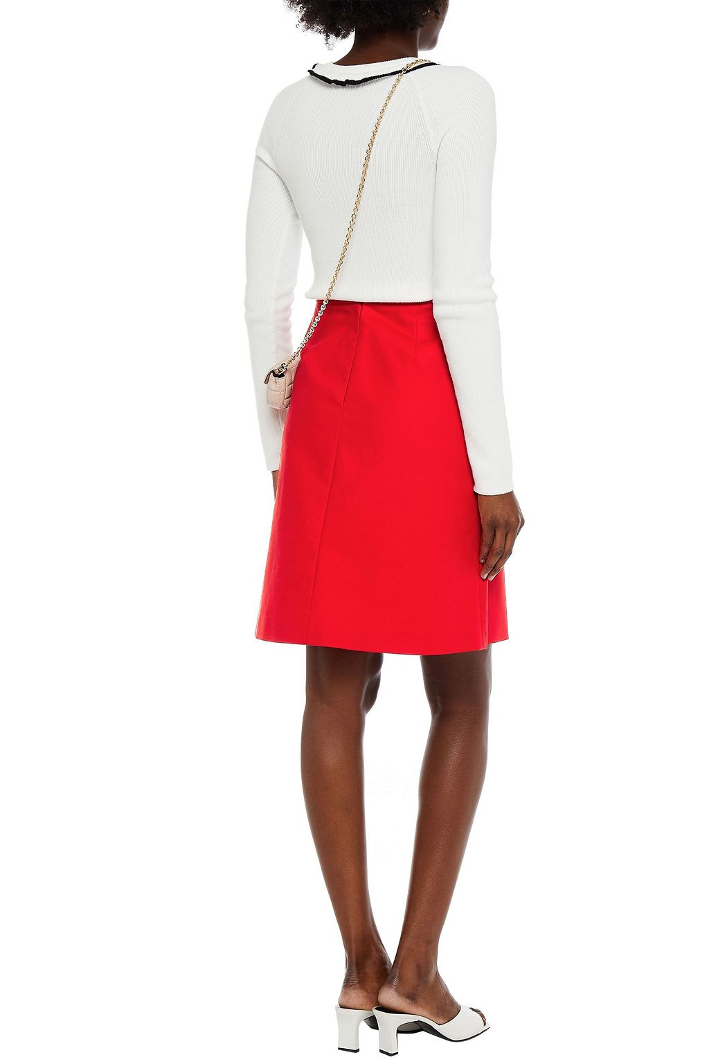 REDVALENTINO Lace-up cotton-blend skirt