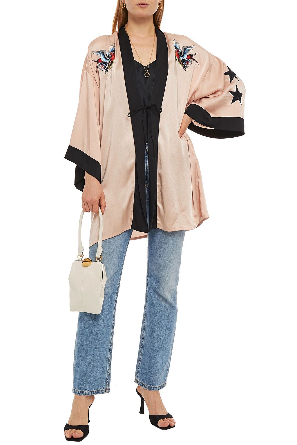 REDVALENTINO Embroidered satin kimono