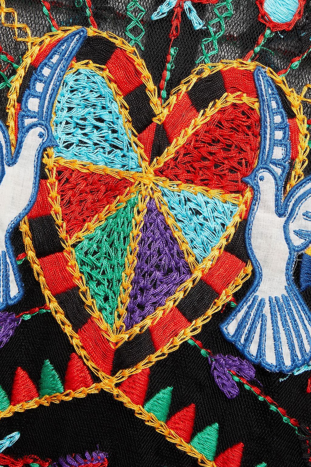 REDVALENTINO Appliquéd embroidered point d'esprit mini dress
