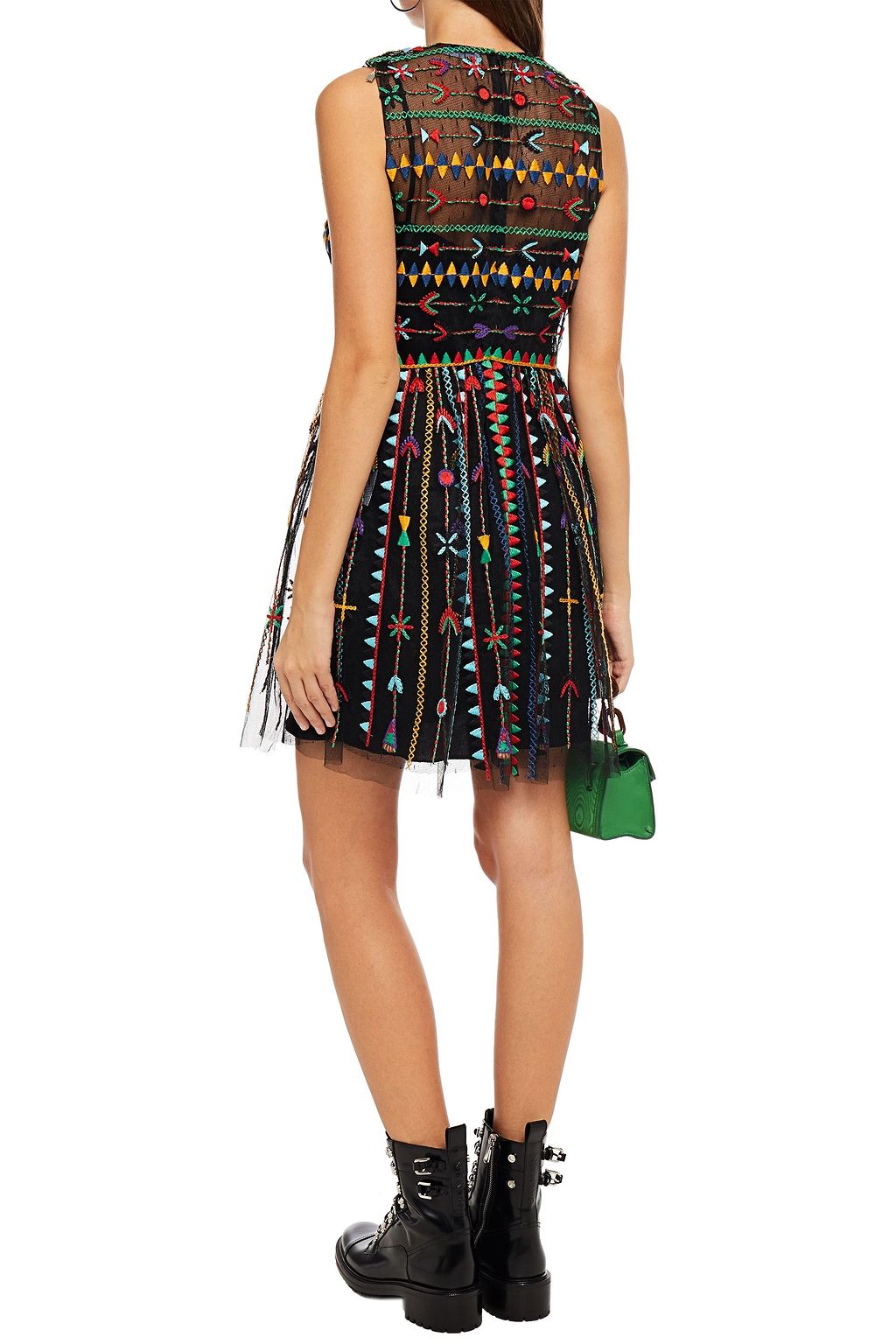 REDVALENTINO Appliquéd embroidered point d'esprit mini dress