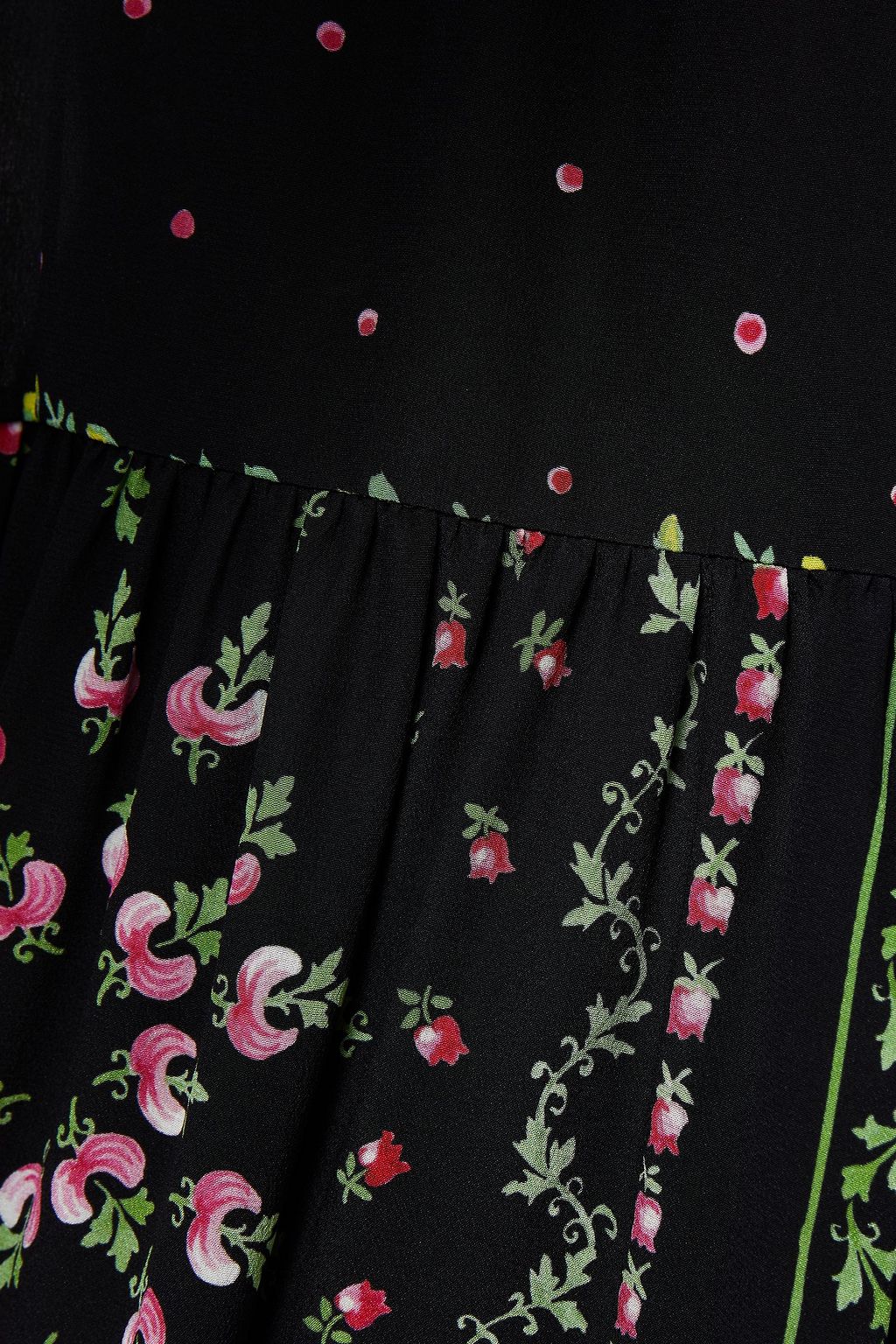 REDVALENTINO Gathered floral-print silk crepe de chine mini dress
