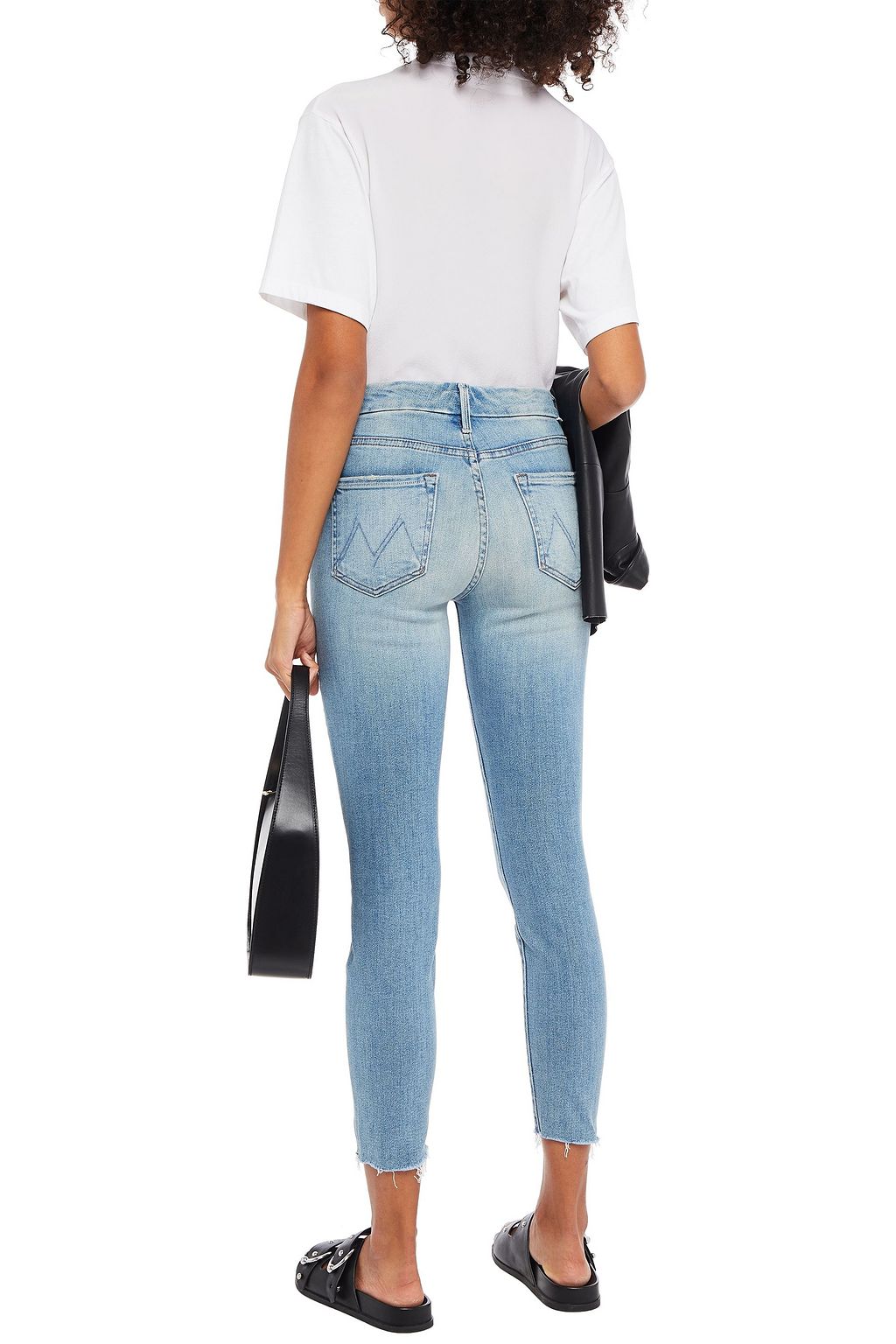 MOTHER Distressed mid-rise skinny jeans