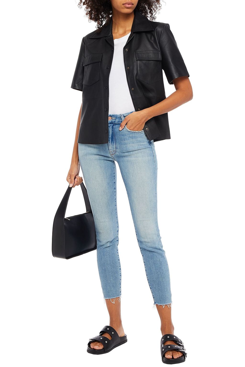 MOTHER Distressed mid-rise skinny jeans