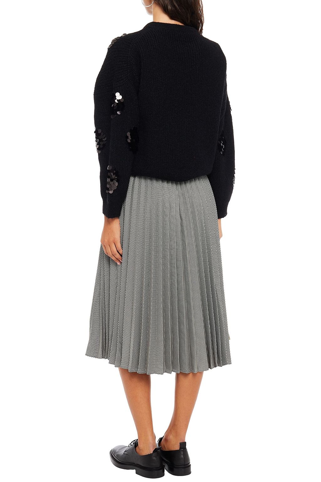 ALEXACHUNG Sequin-embellished ribbed-knit sweater