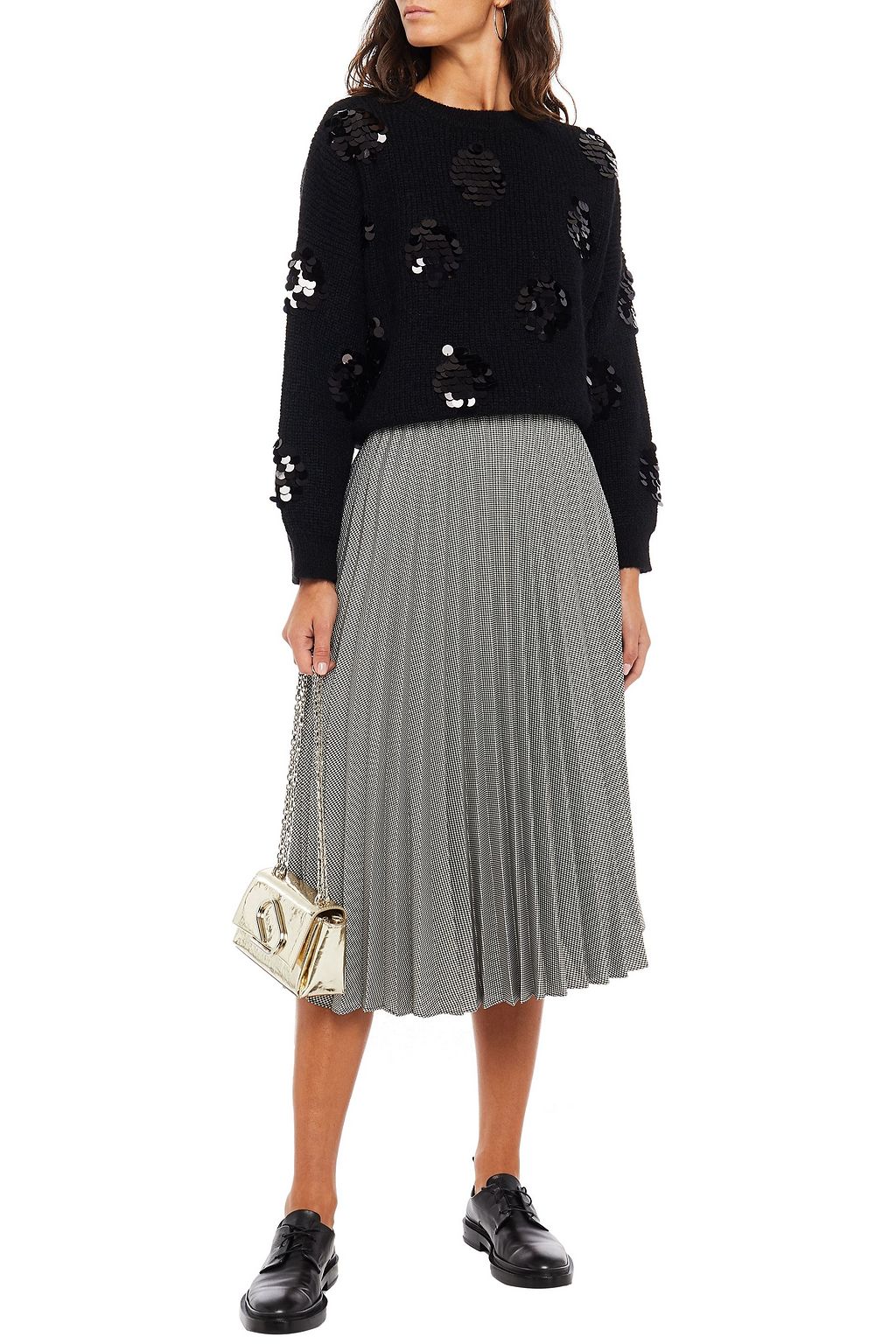 ALEXACHUNG Sequin-embellished ribbed-knit sweater