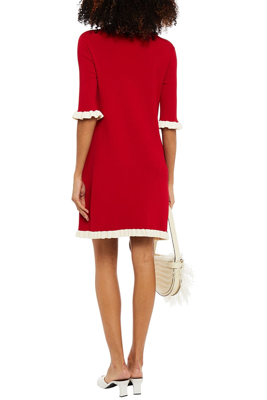 REDVALENTINO Ruffle-trimmed knitted mini dress