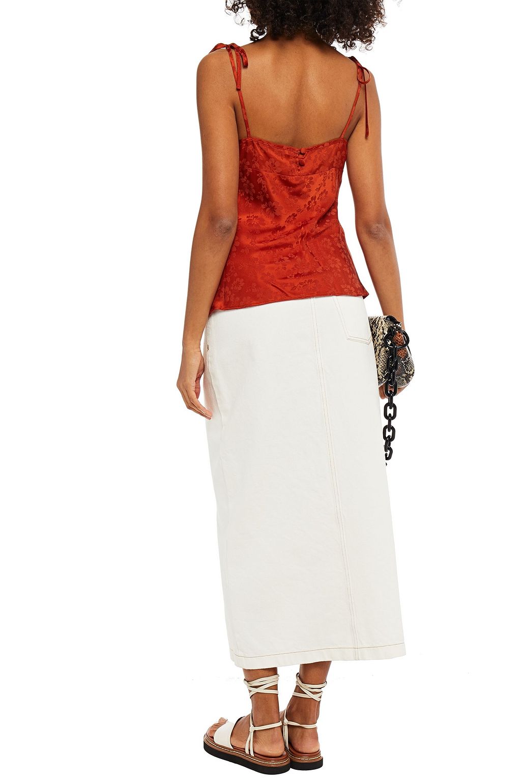 ALEXACHUNG Satin-jacquard camisole