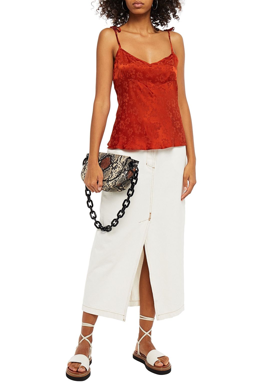 ALEXACHUNG Satin-jacquard camisole