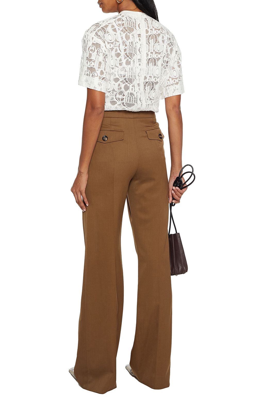 CHLOÉ Wool-blend crepe wide-leg pants