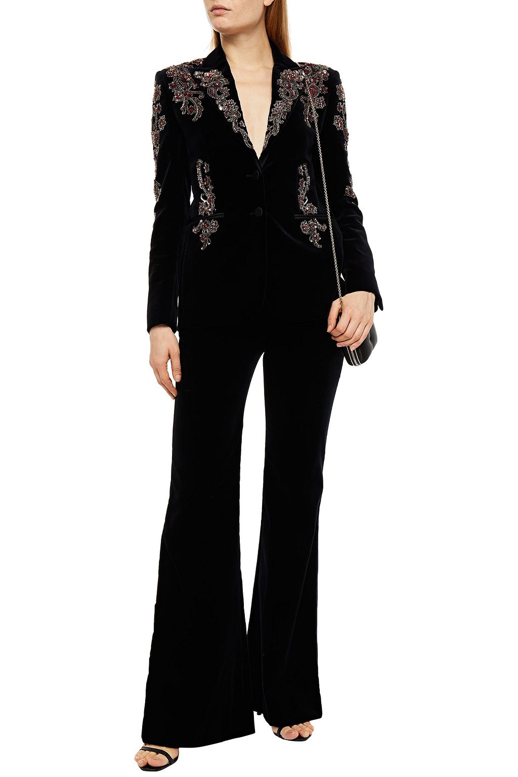 DUNDAS Embellished cotton-blend velvet blazer