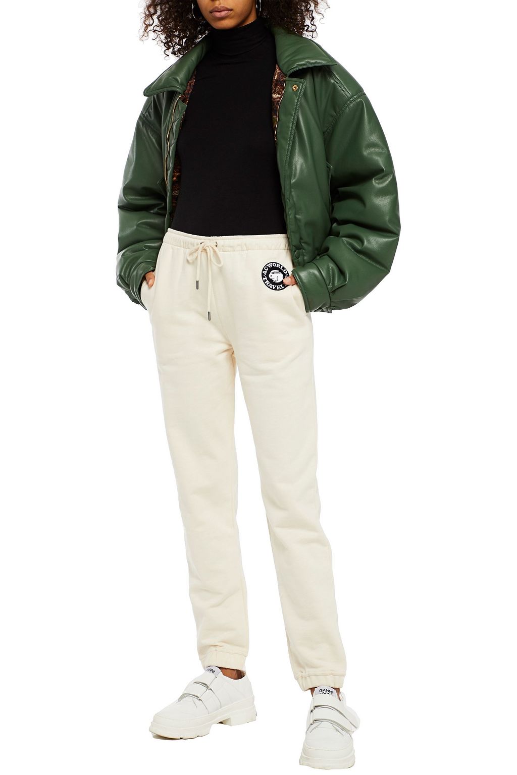 ALEXACHUNG Appliquéd French cotton-terry track pants