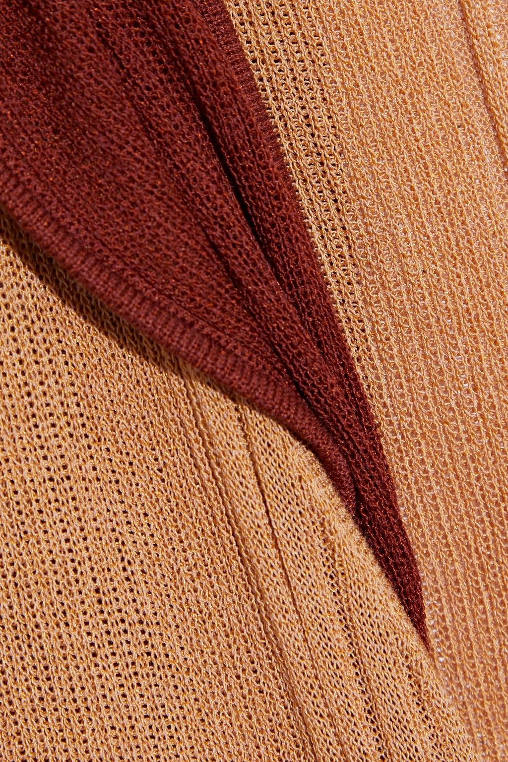 BOTTEGA VENETA Layered two-tone ribbed cotton and silk-blend dress