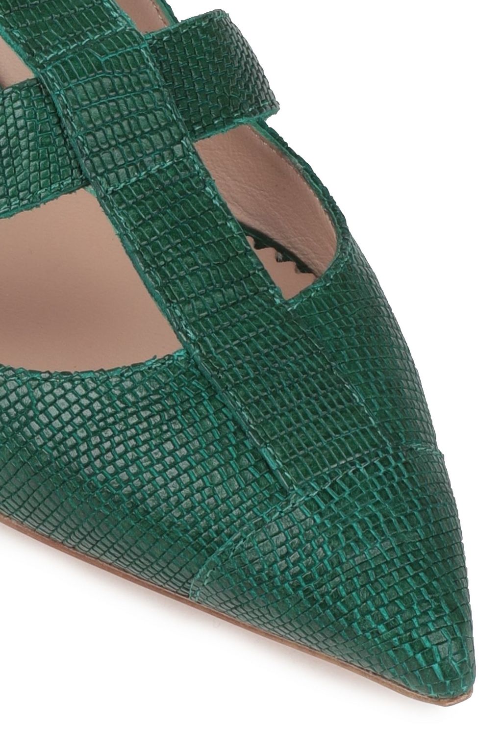 RED(V) Lizard-effect leather point-toe flats