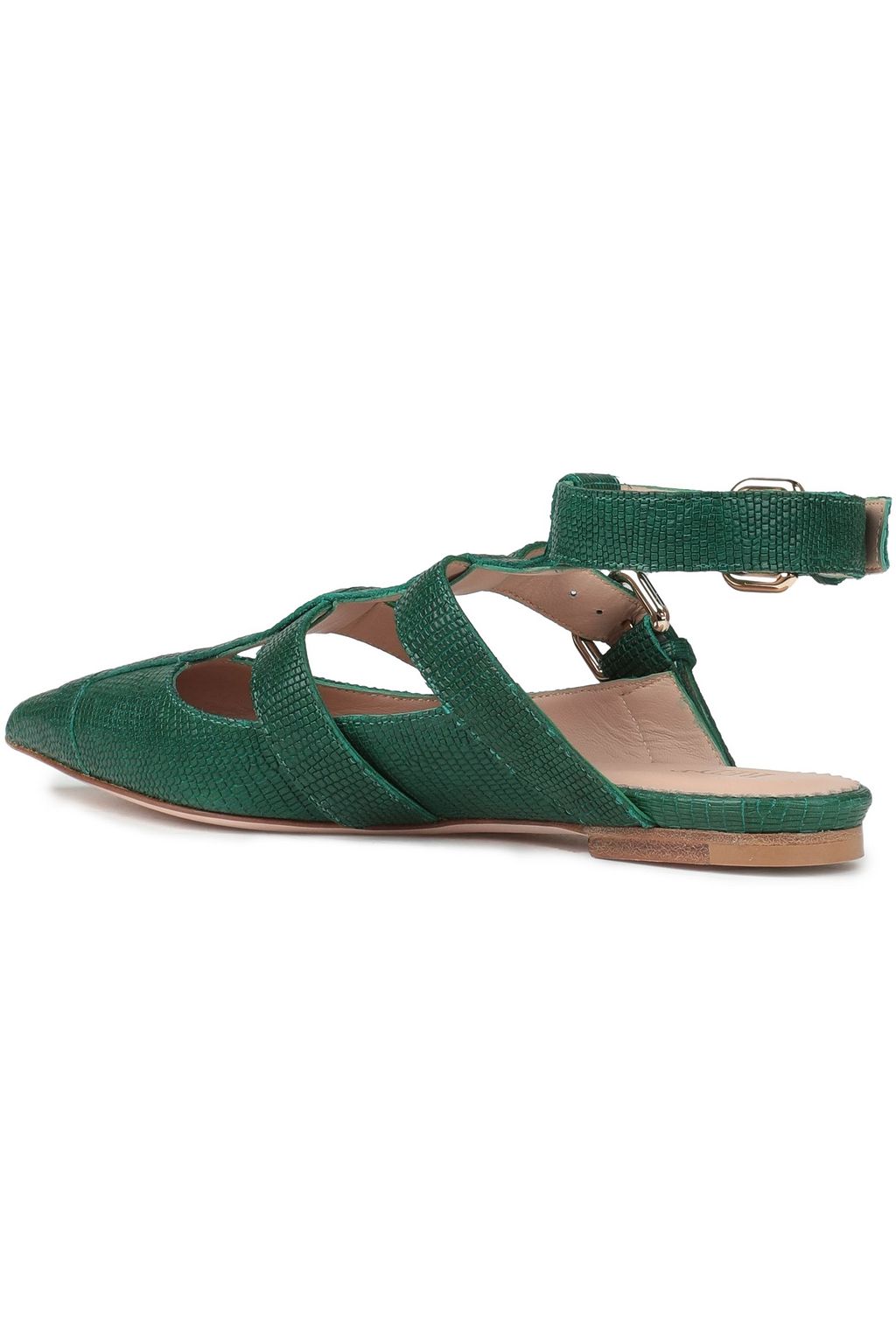 RED(V) Lizard-effect leather point-toe flats