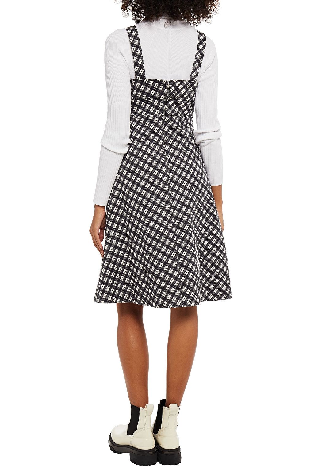ALEXACHUNG Checked denim mini dress