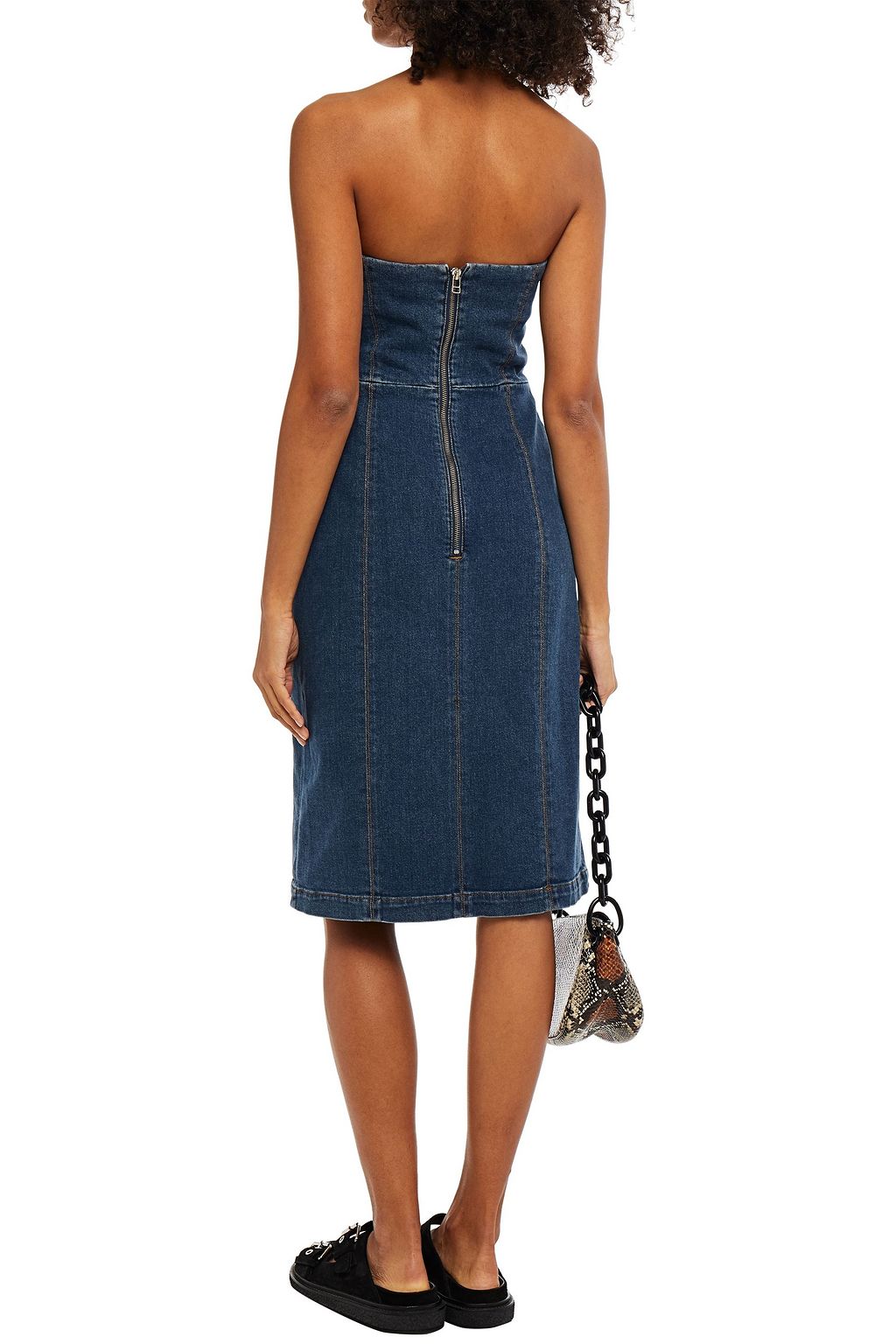 ALEXACHUNG Strapless knotted denim dress