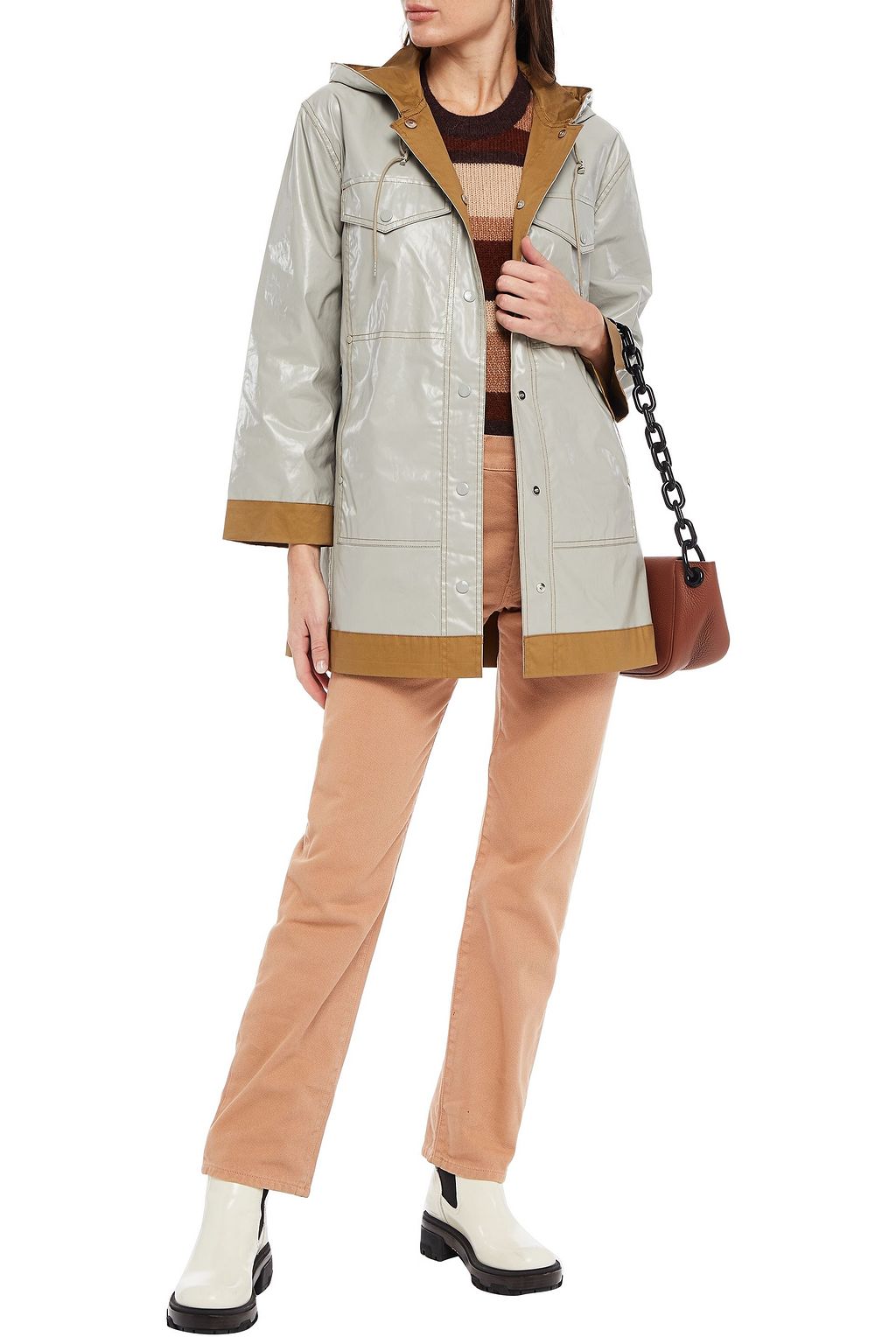 ALEXACHUNG Coated gabardine hooded jacket