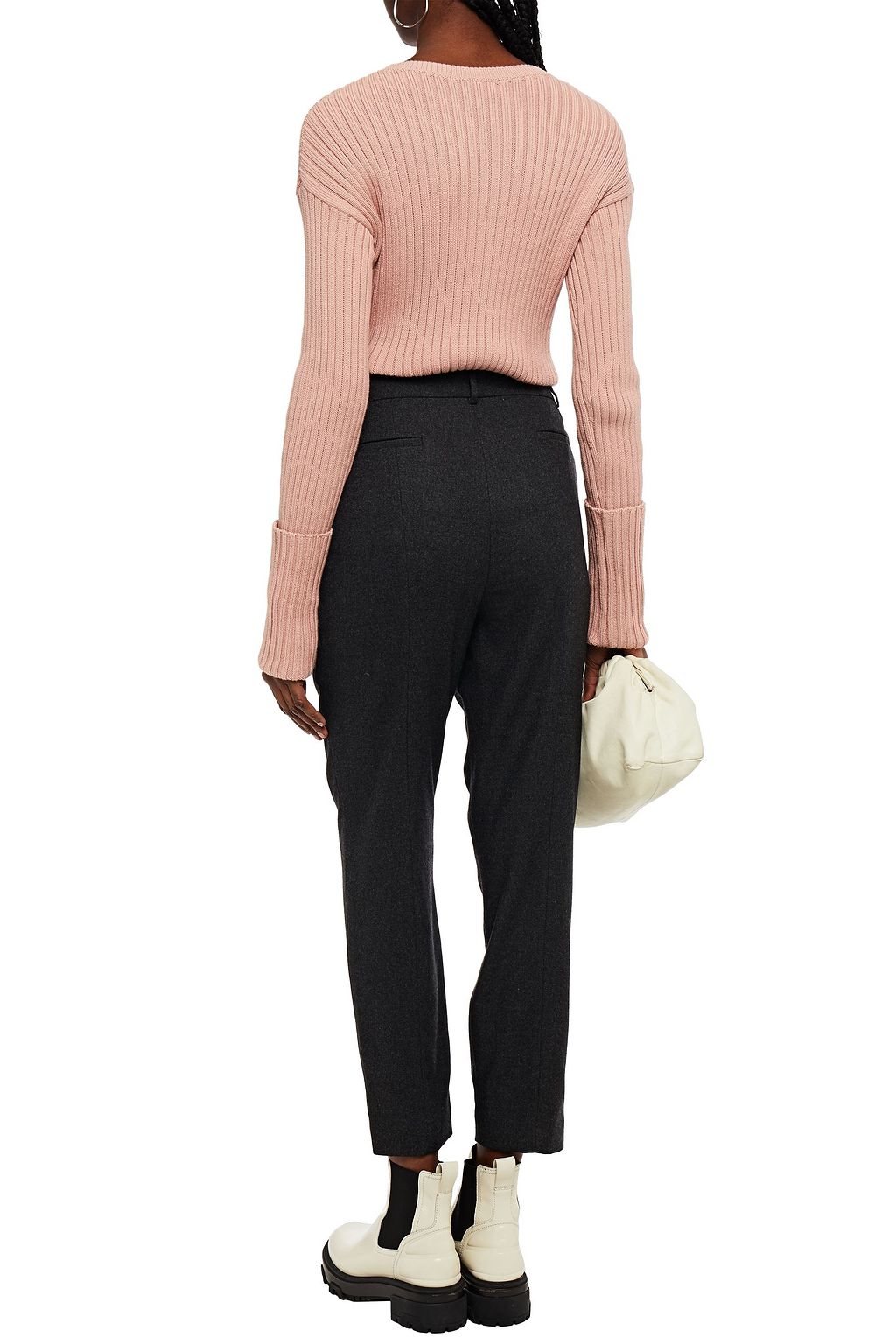 REDVALENTINO Cropped pleated mélange tapered pants
