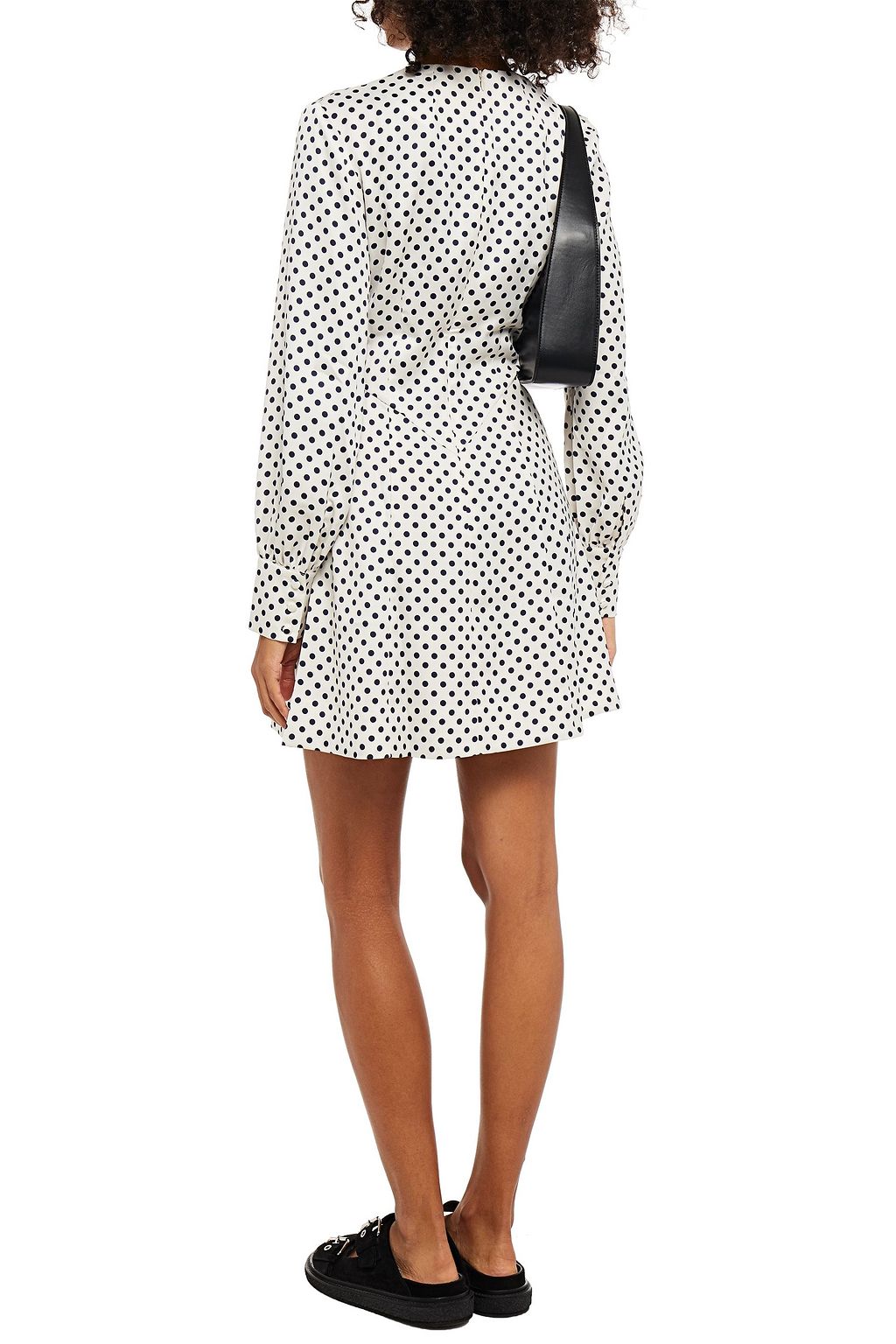 ALEXACHUNG Scalloped polka-dot satin-crepe mini dress