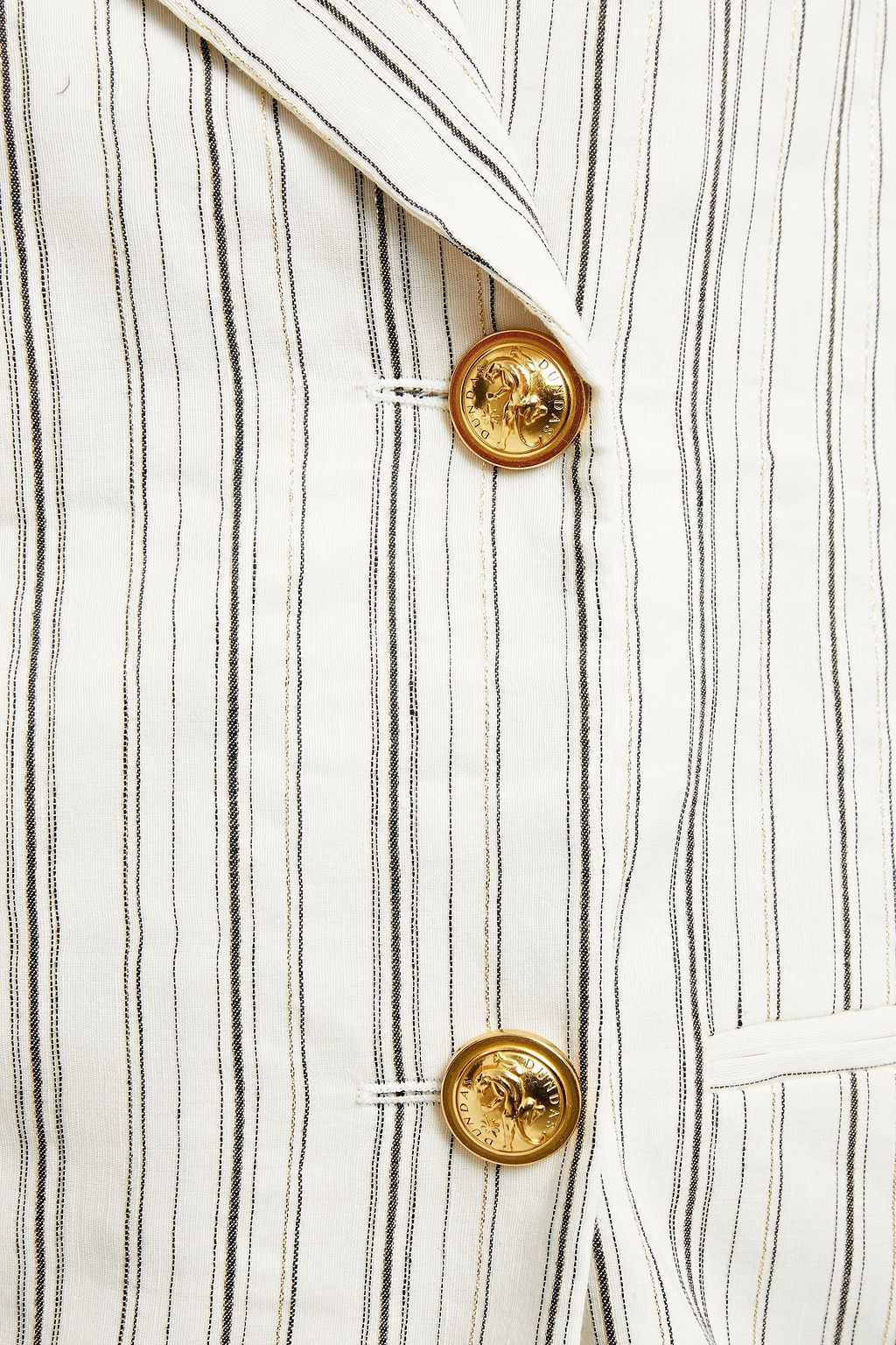 DUNDAS Double-breasted metallic striped linen-blend blazer