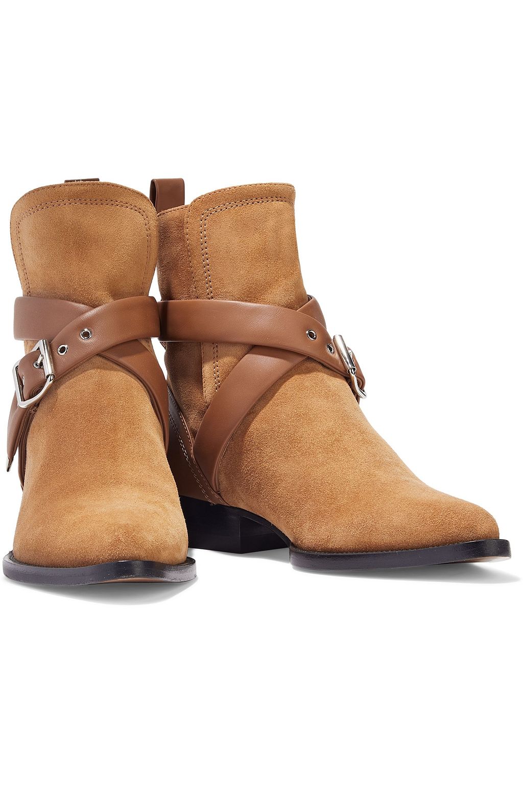 CHLOÉ Leather-trimmed suede ankle boots