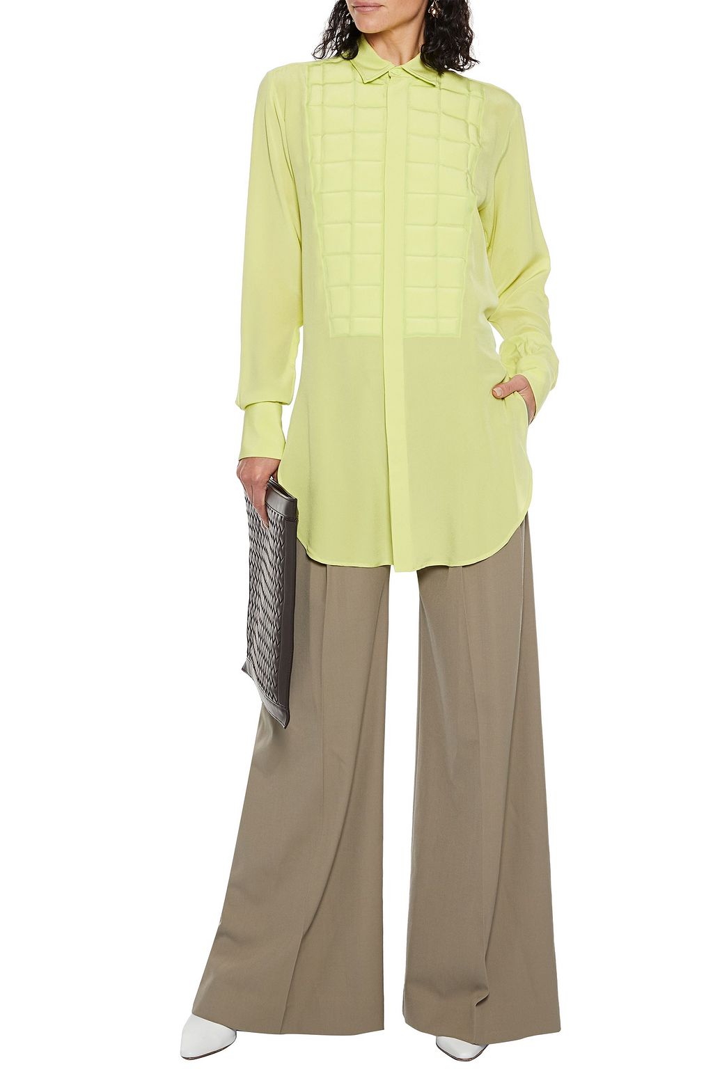 BOTTEGA VENETA Quilted silk crepe de chine shirt