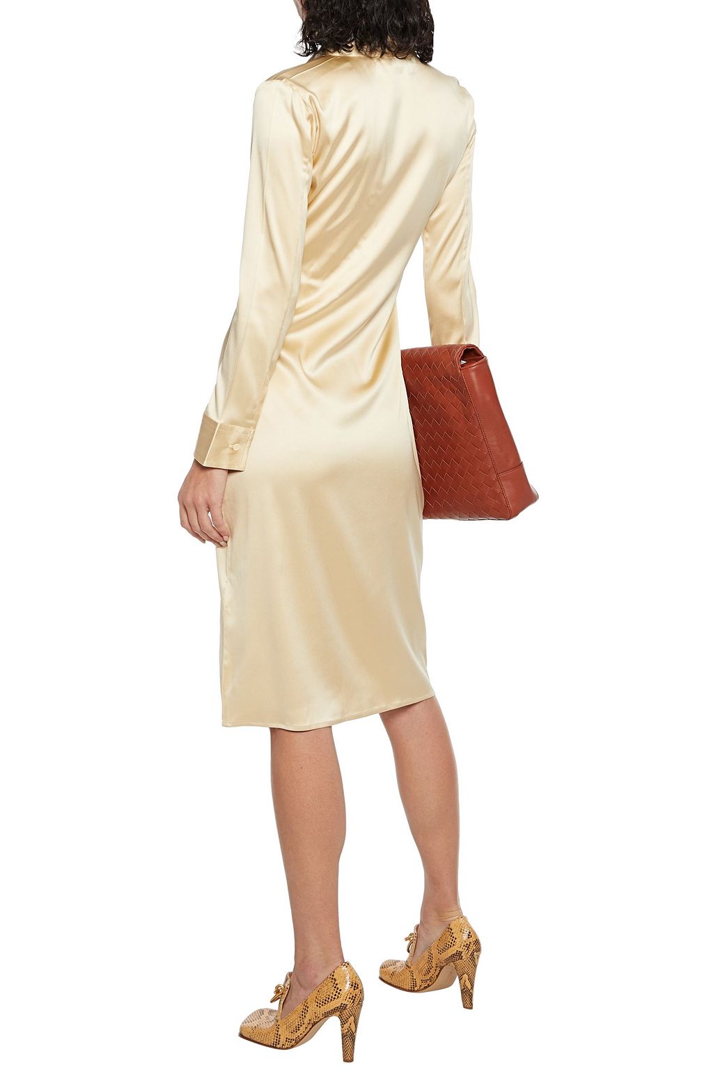 BOTTEGA VENETA Stretch-silk satin midi shirt dress