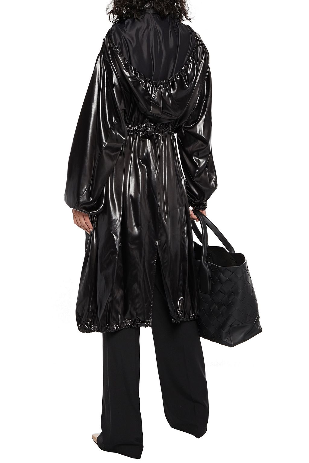 BOTTEGA VENETA Gathered faux leather hooded coat