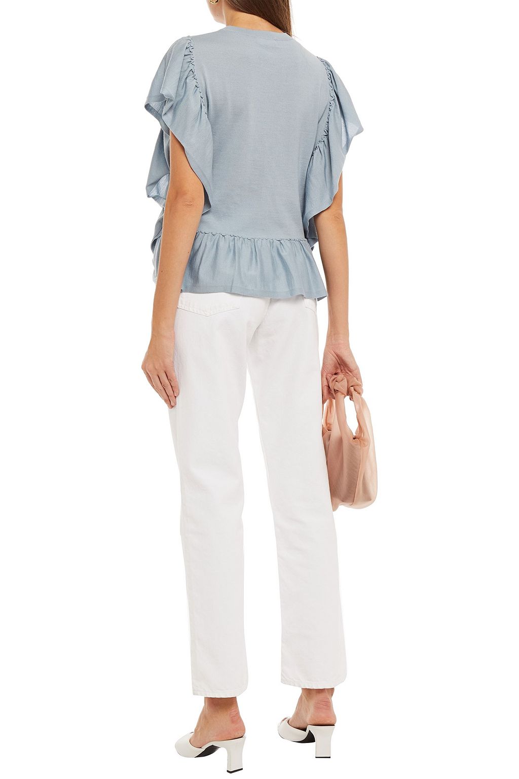 REDVALENTINO Ruffled wool, silk and cashmere-blend top