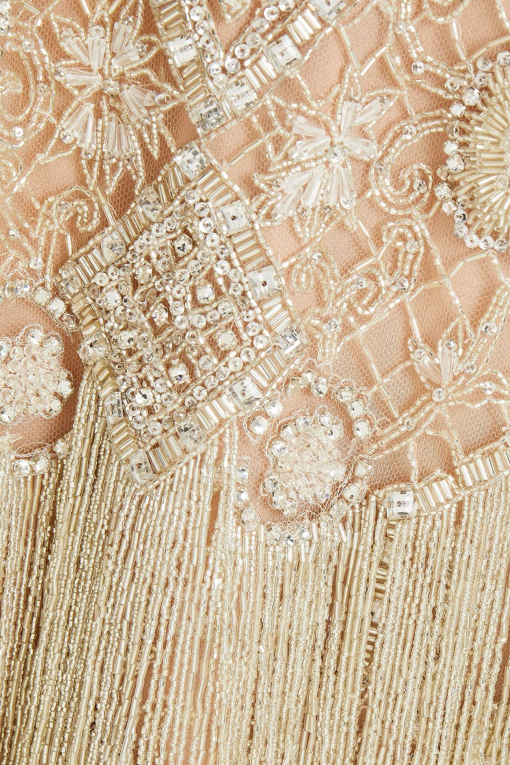 DUNDAS Embellished fringed tulle mini skirt