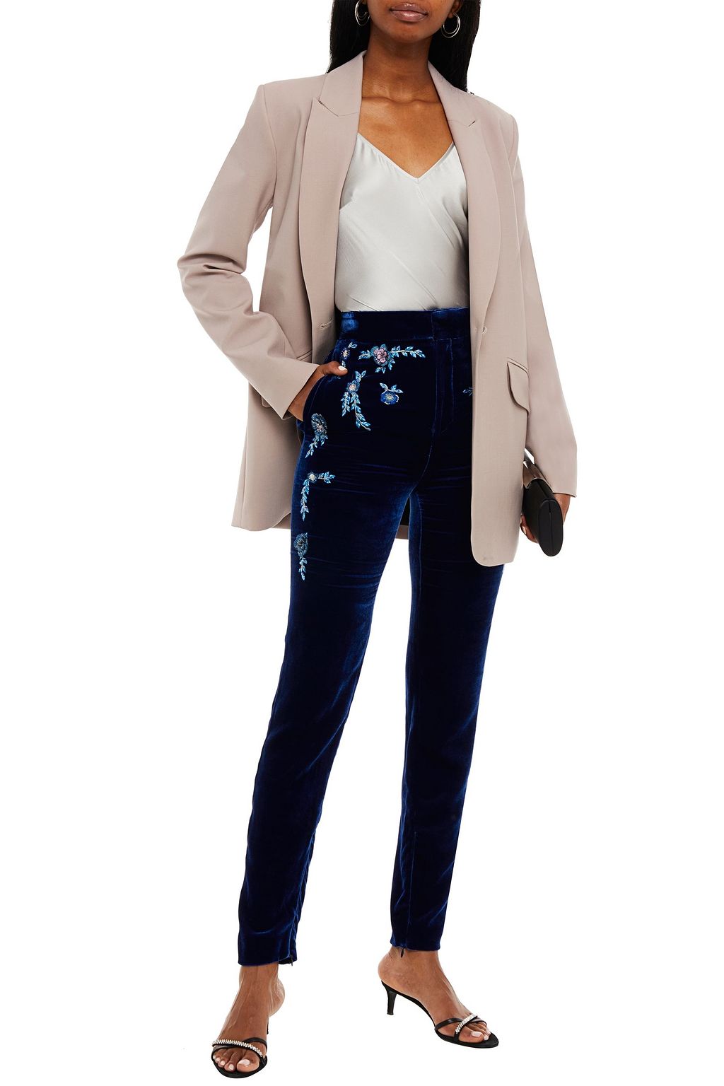 DUNDAS Embellished velvet tapered pants