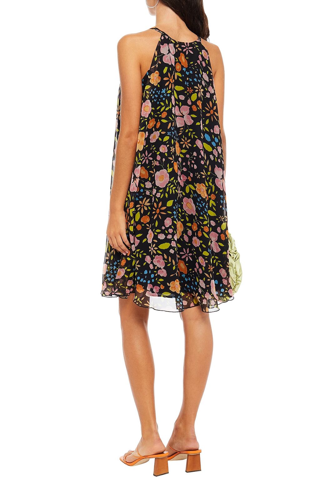 ALEXACHUNG Embellished floral-print chiffon mini dress