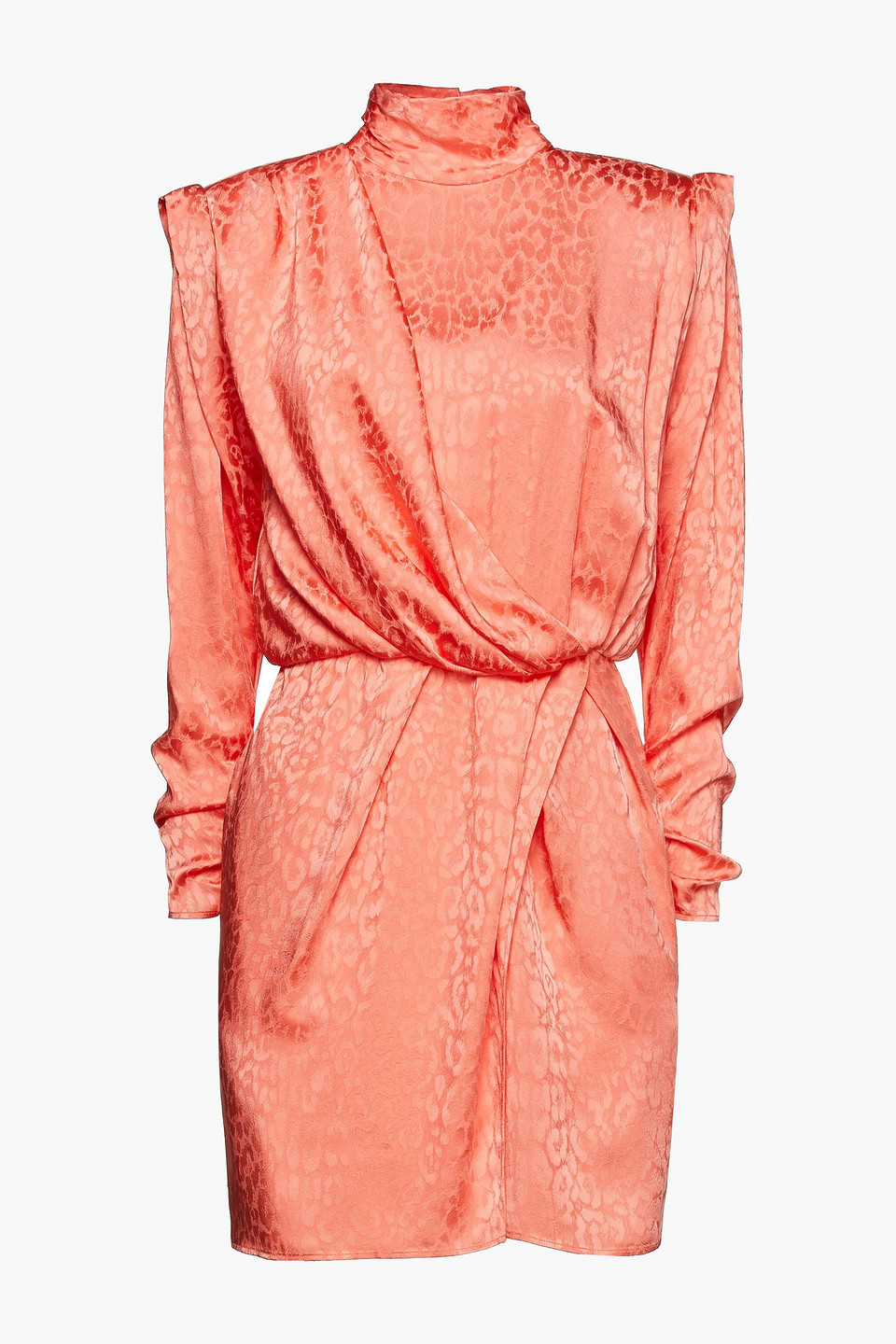 Montana wrap-effect draped satin-jacquard mini dress