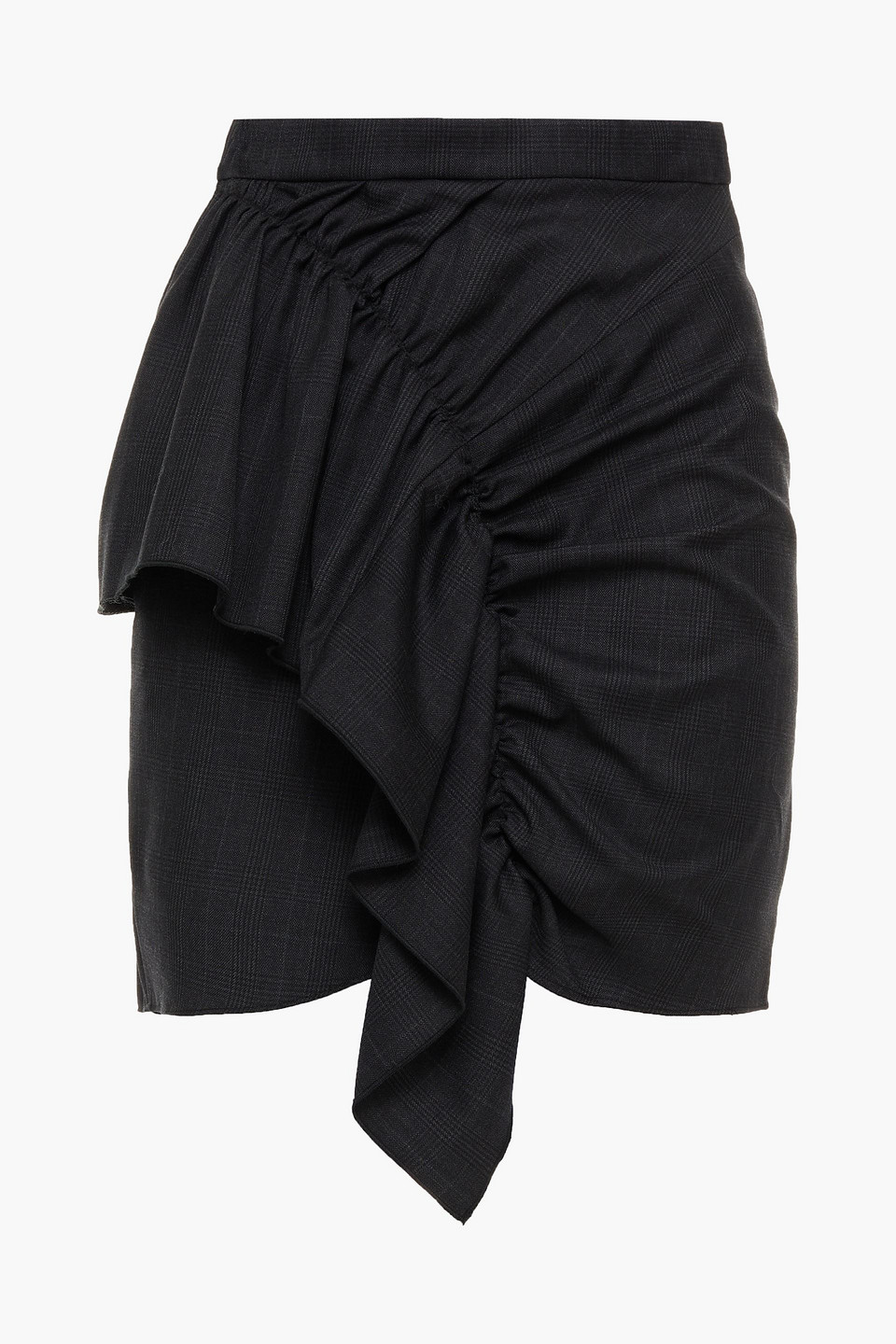 Marant Étoile - Ruffled Prince of Wales checked wool mini skirt - Gray - FR 34