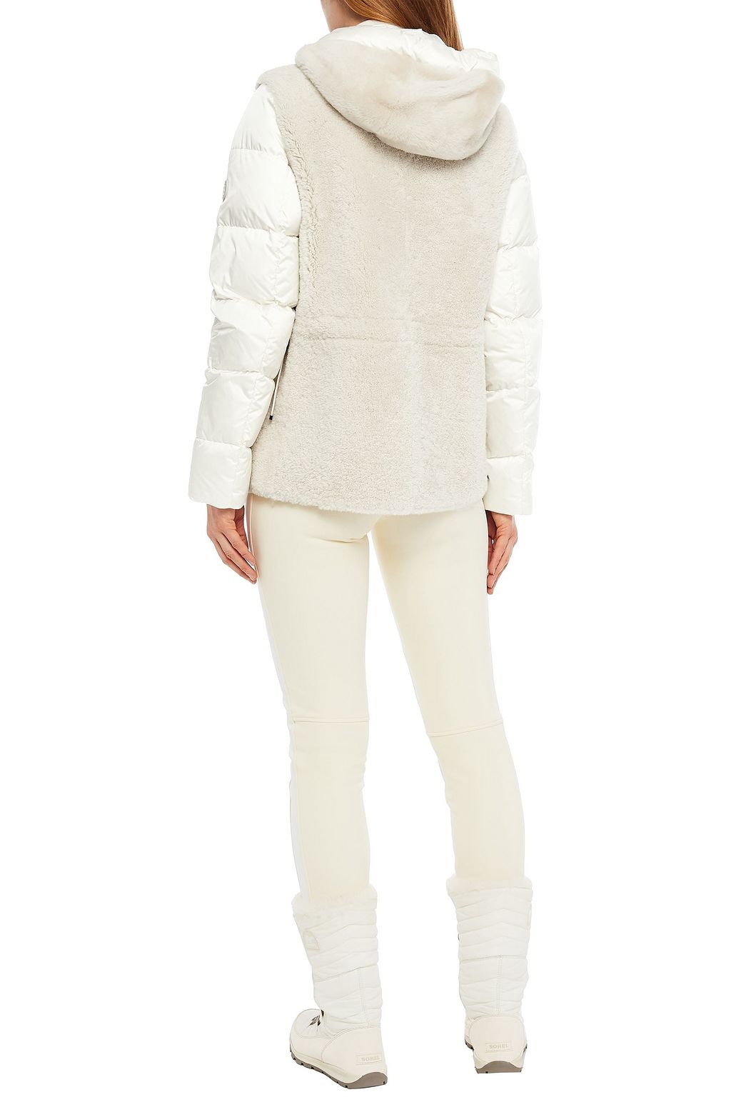 BOGNER Sita paneled quilted shell and shearling hooded down jacket