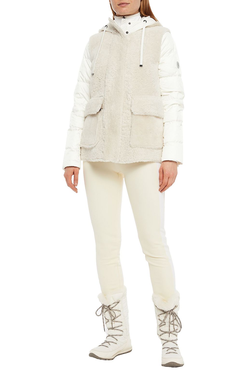 BOGNER Sita paneled quilted shell and shearling hooded down jacket