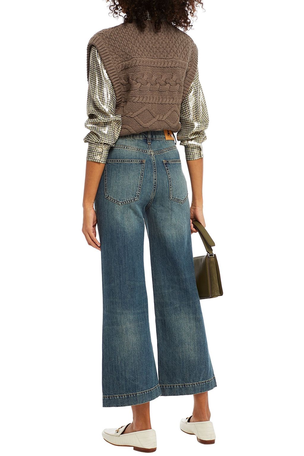 ALEXACHUNG Cropped high-rise wide-leg jeans