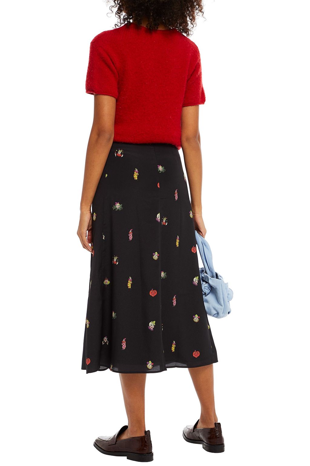 ALEXACHUNG Printed crepe de chine midi skirt