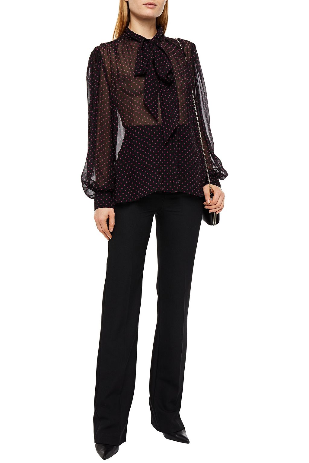 DUNDAS Scout pussy-bow polka-dot silk-chiffon blouse