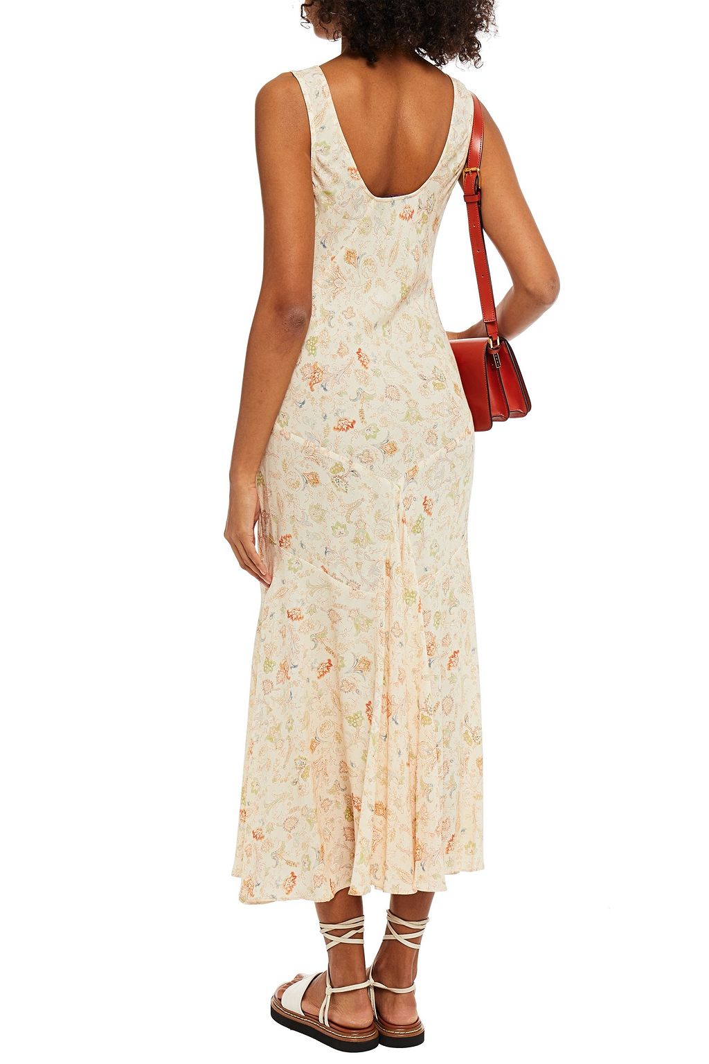 ALEXACHUNG Gathered printed crepe de chine midi dress